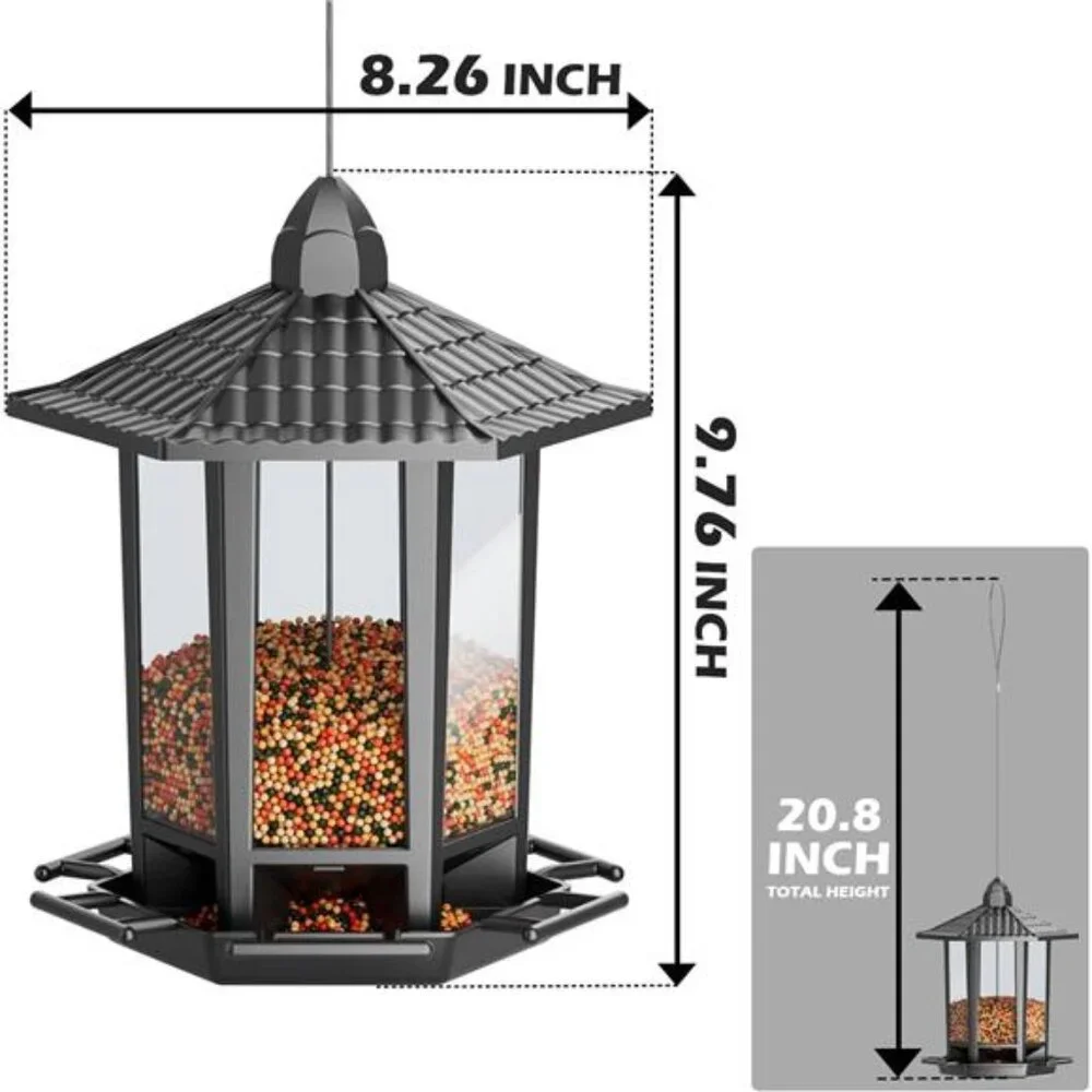 2 Pack Bird Feeders for Outdoor Hanging, Retro Pagoda Design Fun Installation